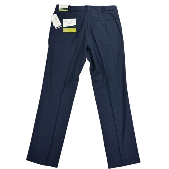 Perry Ellis Mens Modern Fit Stretch Resolution Dress Pants Navy Blue 34x32 - Picture 2 of 4